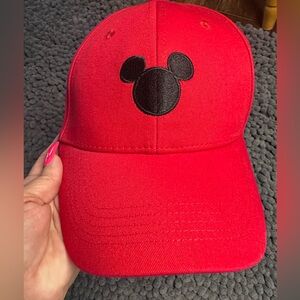 Disney Red Baseball Cap with Black Mickey Mouse Logo